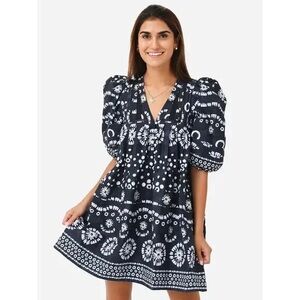 Hunter Bell Black and White Patterned Mini Dress